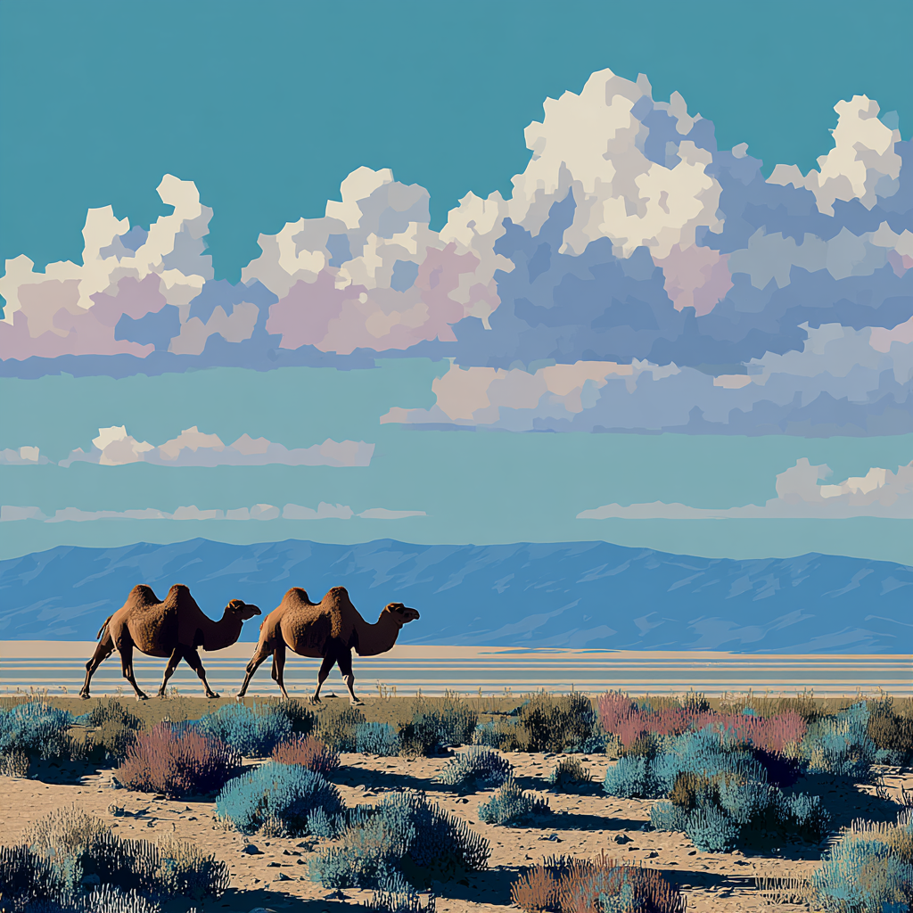 Bactrian camels in the gobi 