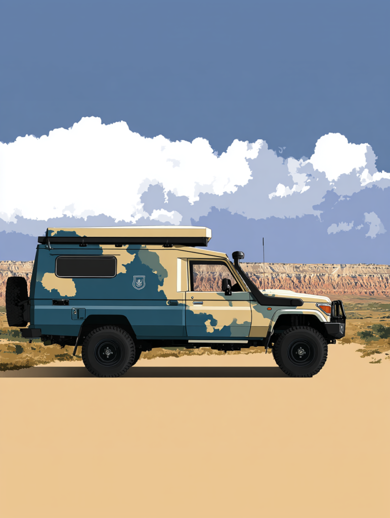 Toyota Land cruiser Mongolia 4x4 rental car driving in the Gobi in Asia